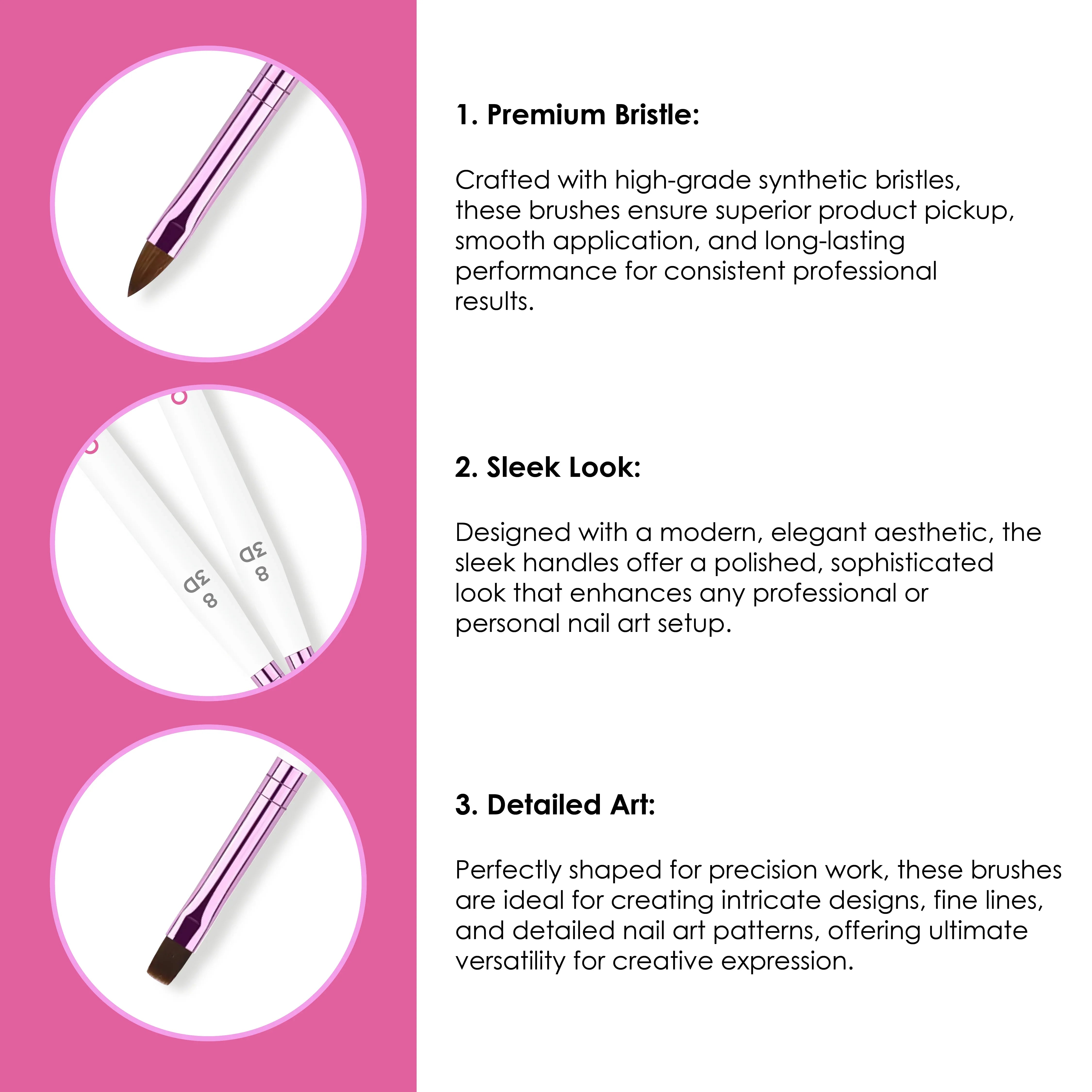 White Gel Brush Set 4Pcs - Shills Professional