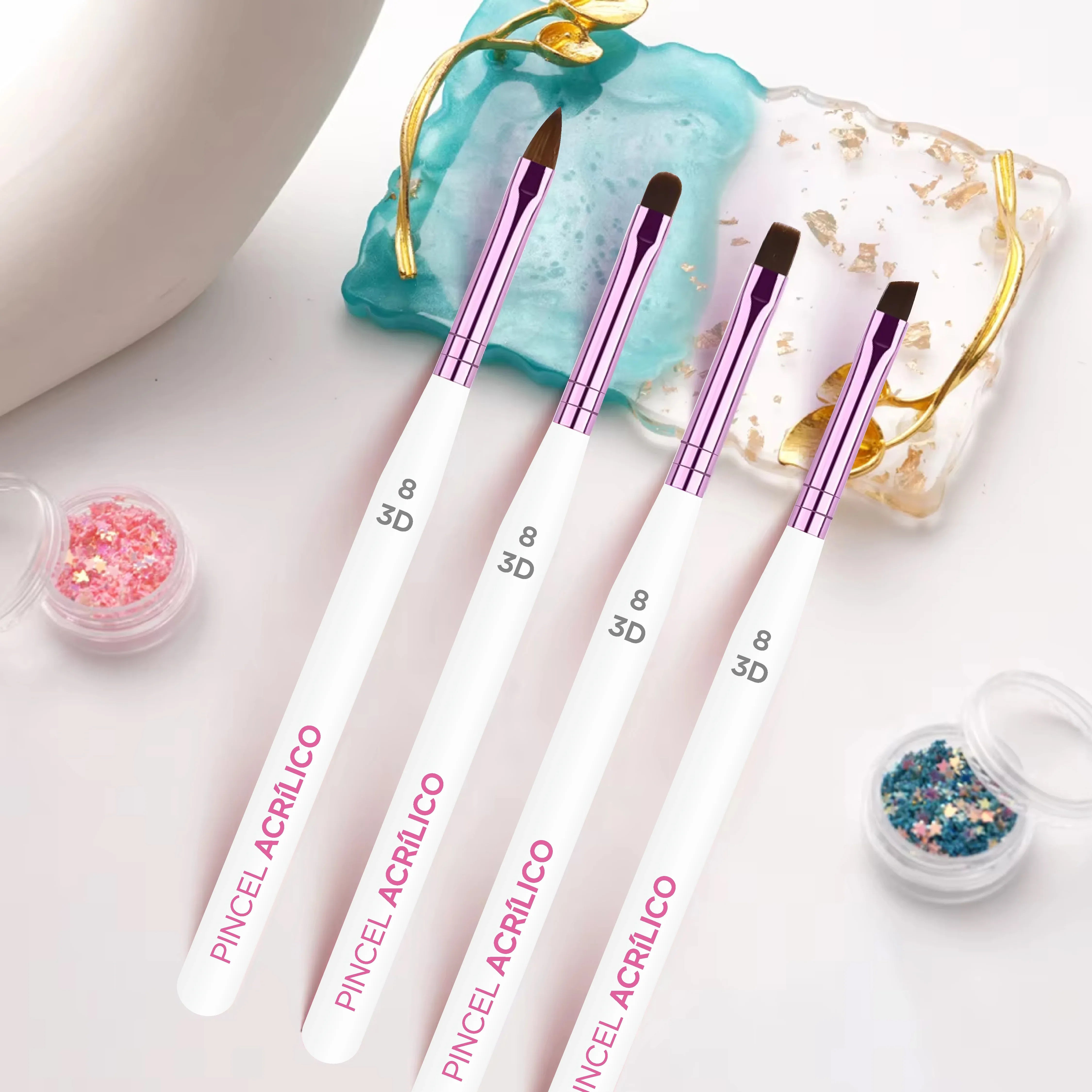 White Gel Brush Set 4Pcs - Shills Professional