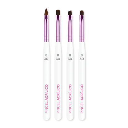 White Gel Brush Set 4Pcs - Shills Professional