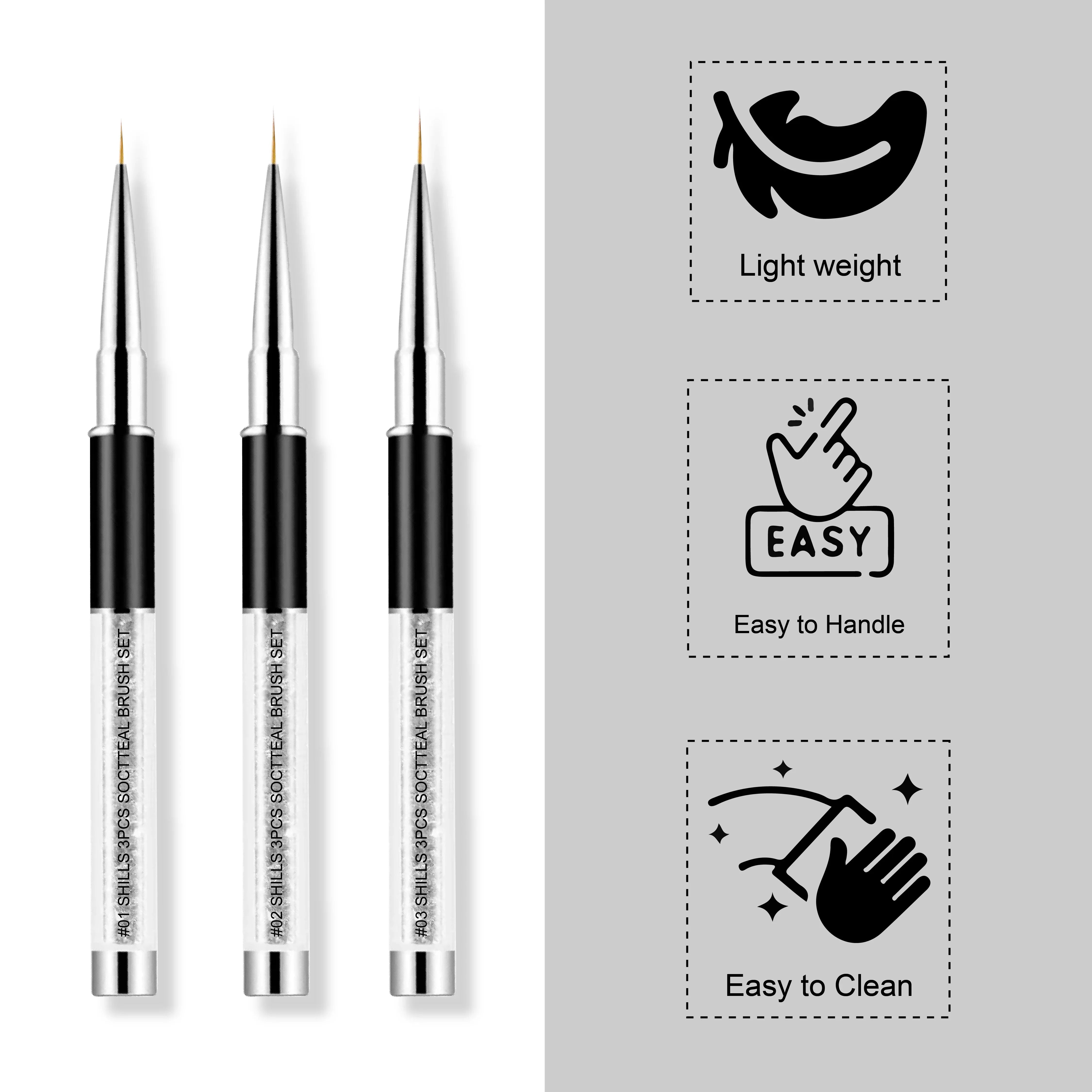 Soctteal Beauty Black Art Brush Set - Shills Professional