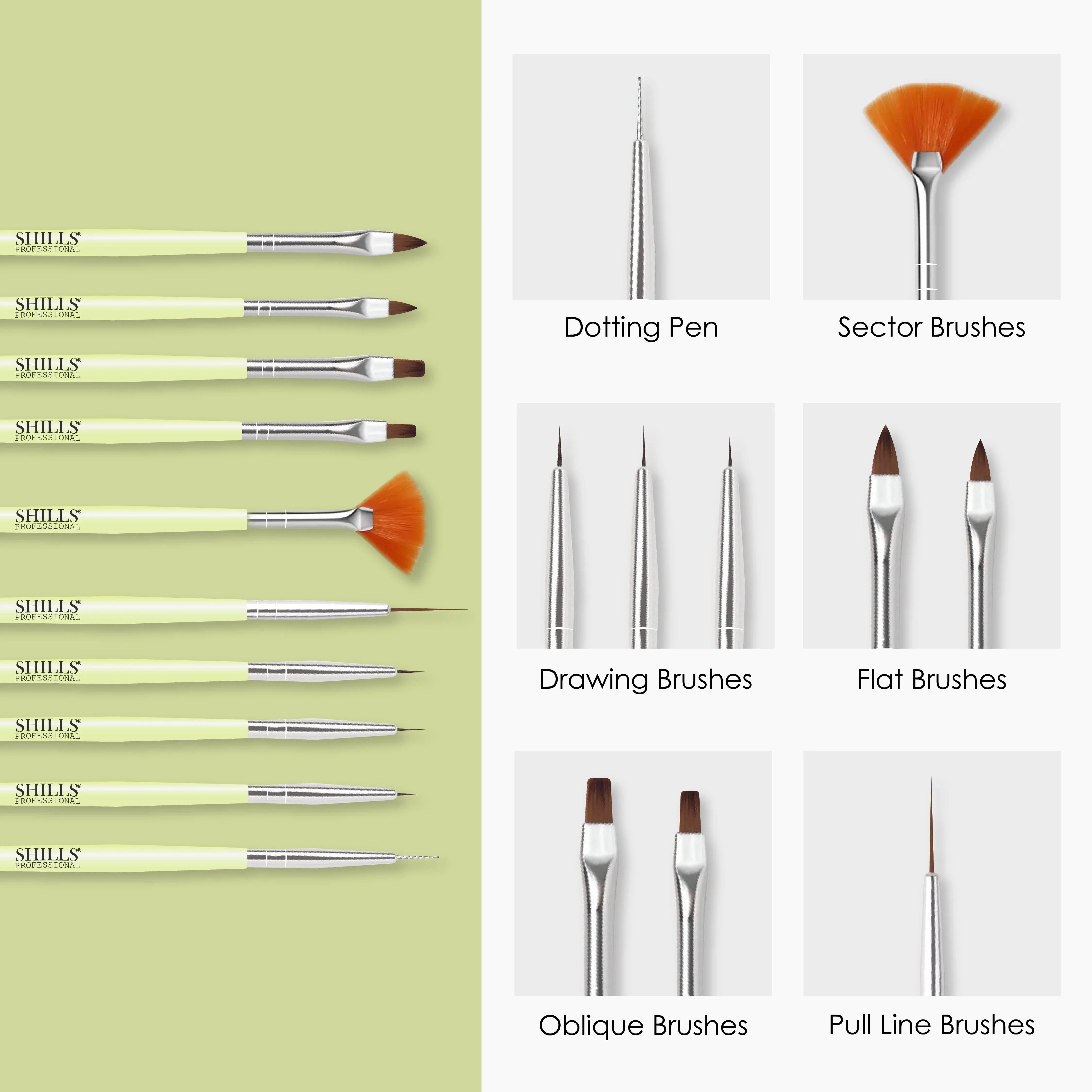 Green Nail Art Brush - Shills Professional