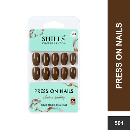 Glossy Solid Color Nails Oval(SPN501-SPN526) - Shills Professional