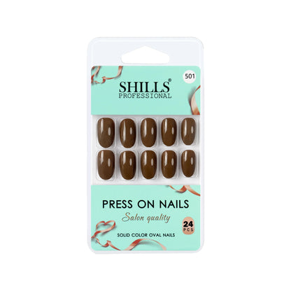 Glossy Solid Color Nails Oval(SPN501-SPN526) - Shills Professional