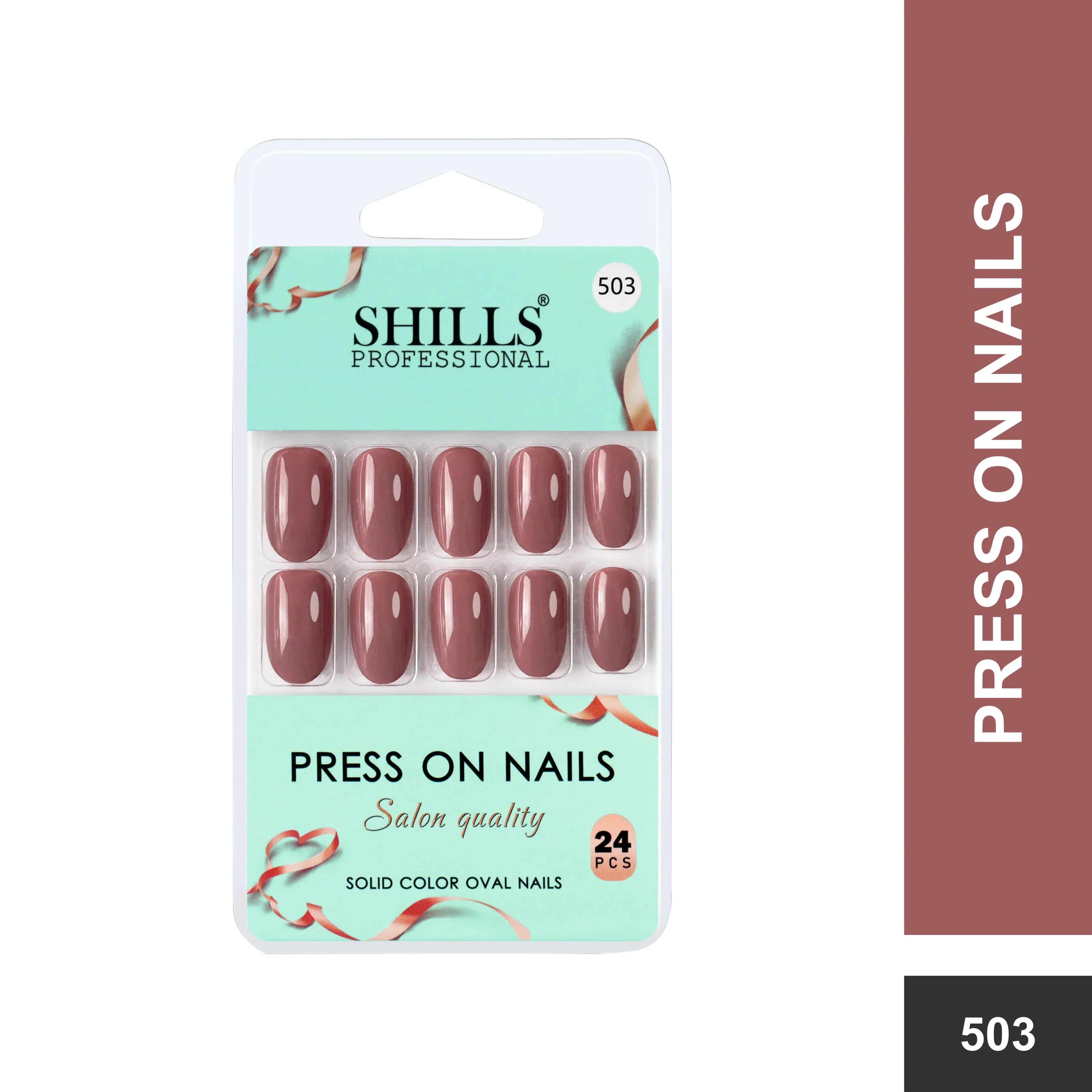 Glossy Solid Color Nails Oval(SPN501-SPN526) - Shills Professional
