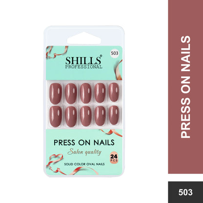 Glossy Solid Color Nails Oval(SPN501-SPN526) - Shills Professional