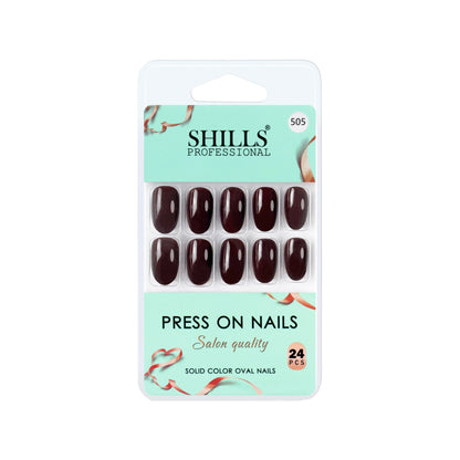 Glossy Solid Color Nails Oval(SPN501-SPN526) - Shills Professional