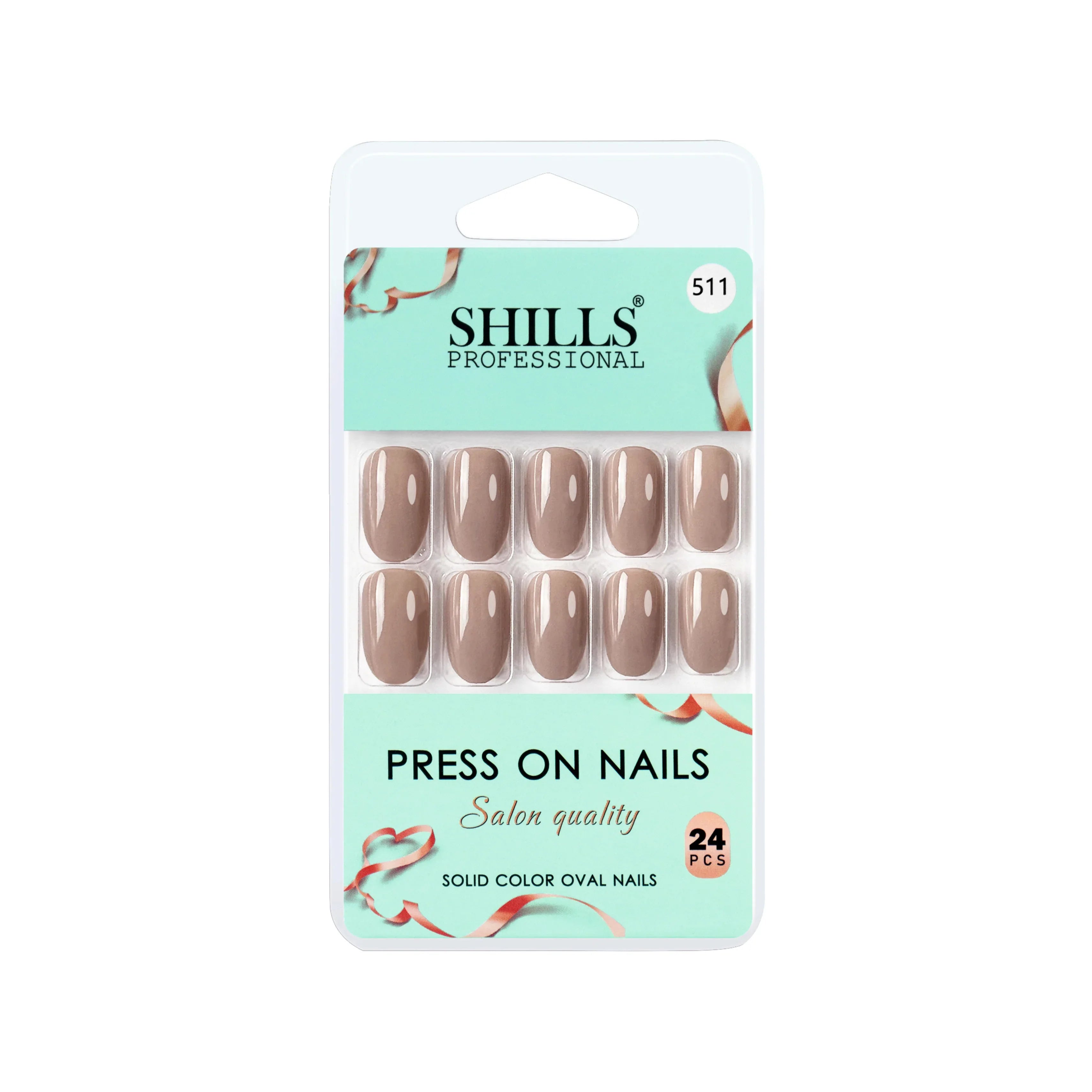 Glossy Solid Color Nails Oval(SPN501-SPN526) - Shills Professional