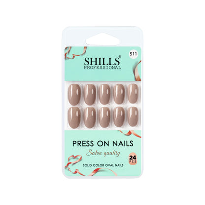Glossy Solid Color Nails Oval(SPN501-SPN526) - Shills Professional