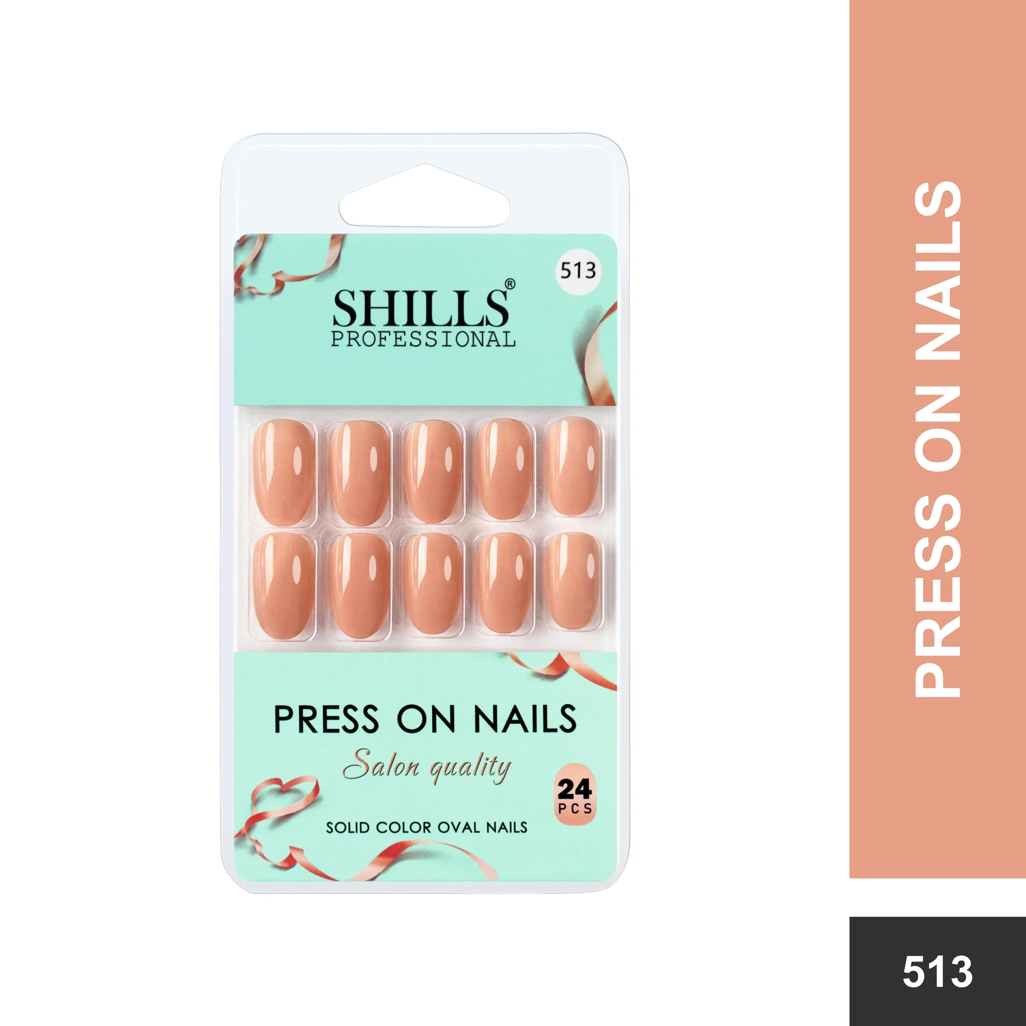 Glossy Solid Color Nails Oval(SPN501-SPN526) - Shills Professional