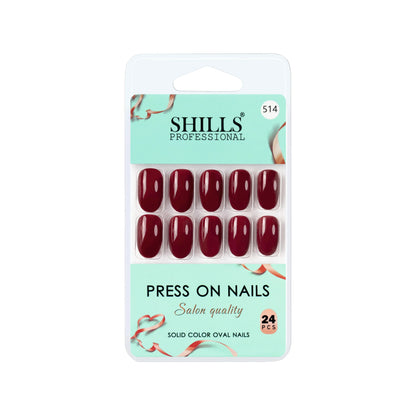 Glossy Solid Color Nails Oval(SPN501-SPN526) - Shills Professional