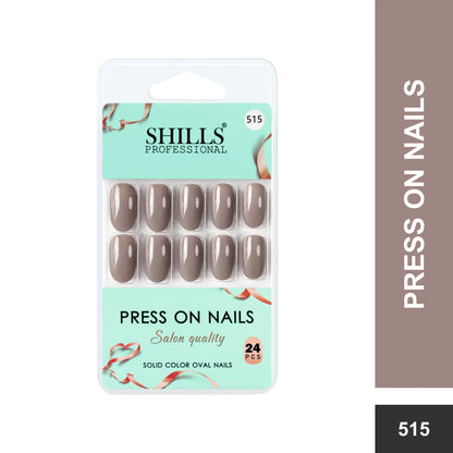 Glossy Solid Color Nails Oval(SPN501-SPN526) - Shills Professional