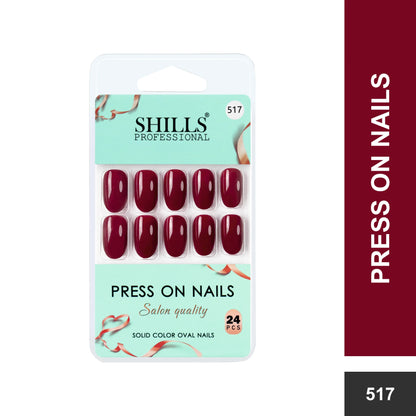 Glossy Solid Color Nails Oval(SPN501-SPN526) - Shills Professional