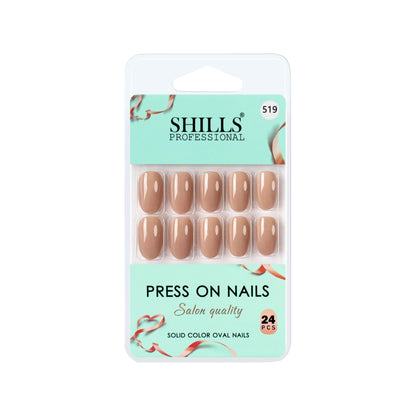 Glossy Solid Color Nails Oval(SPN501-SPN526) - Shills Professional