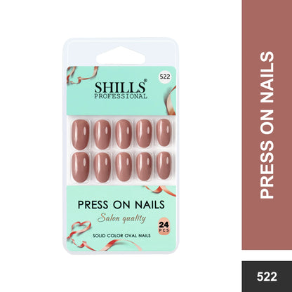 Glossy Solid Color Nails Oval(SPN501-SPN526) - Shills Professional