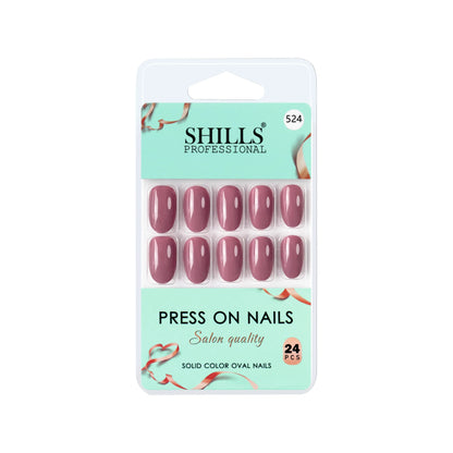 Glossy Solid Color Nails Oval(SPN501-SPN526) - Shills Professional