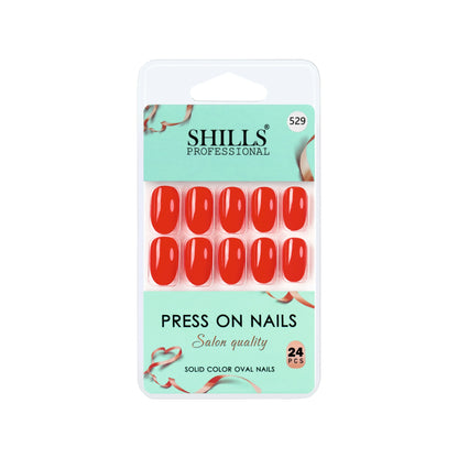 Glossy Solid Color Nails Oval(SPN527-SPN552) - Shills Professional