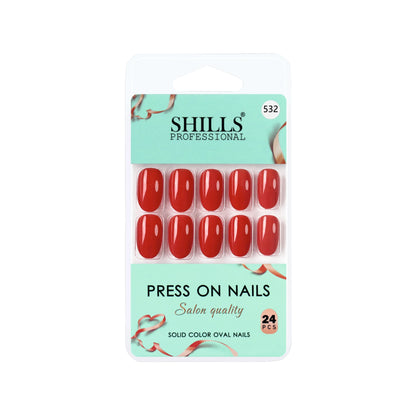 Glossy Solid Color Nails Oval(SPN527-SPN552) - Shills Professional