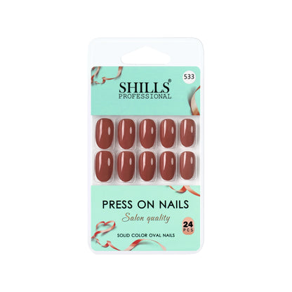 Glossy Solid Color Nails Oval(SPN527-SPN552) - Shills Professional