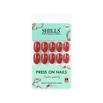 Glossy Solid Color Nails Oval(SPN527-SPN552) - Shills Professional