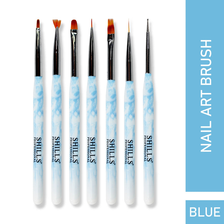 Nail Art Brush Set 7 Pcs Sky Blue - Shills Professional