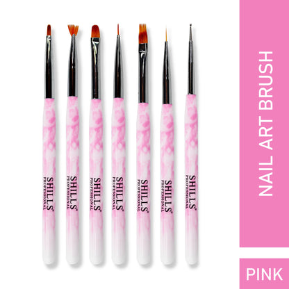 Nail Art Brush Set 7 Pcs Pink - Shills Professional