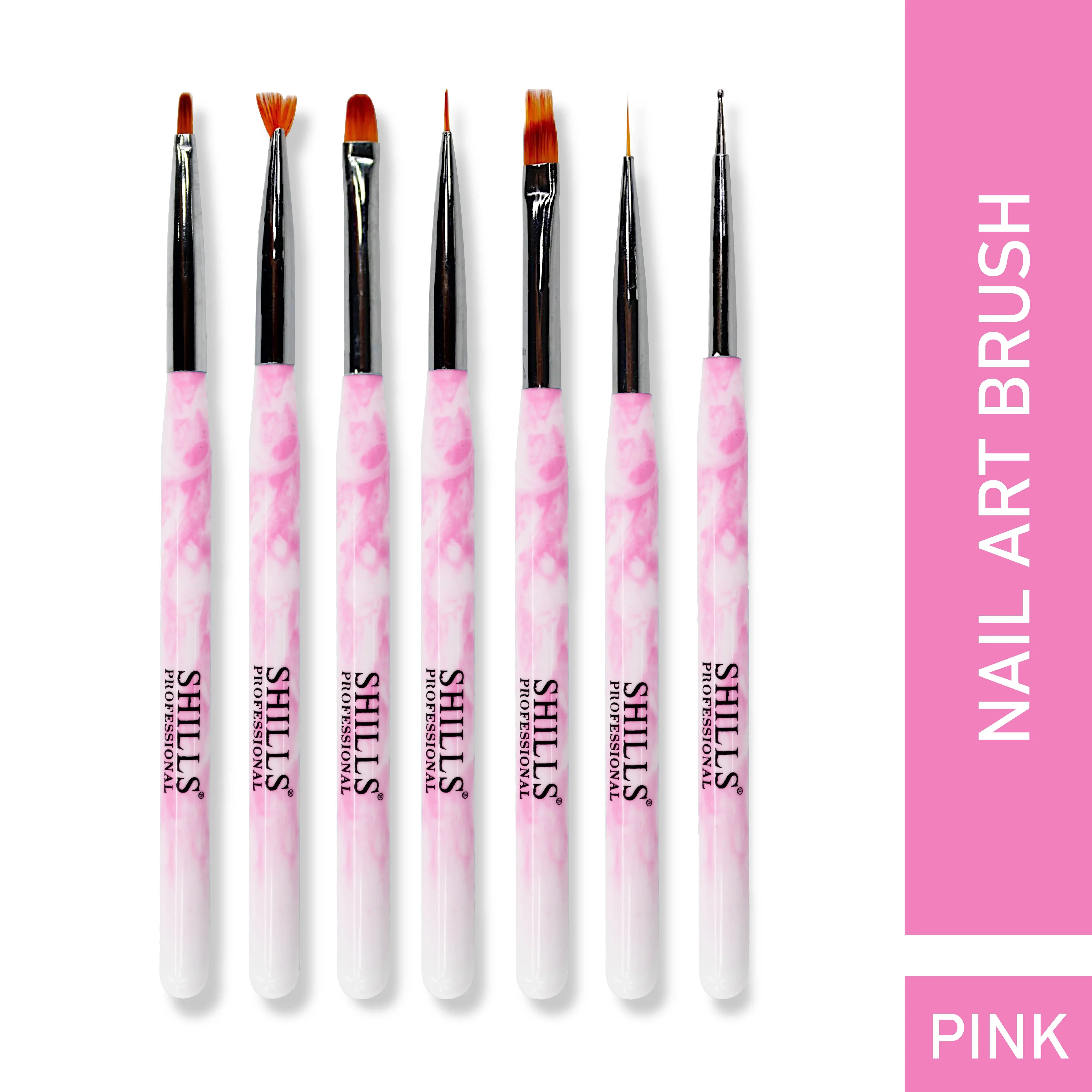 Nail Art Brush Set 7 Pcs Pink - Shills Professional