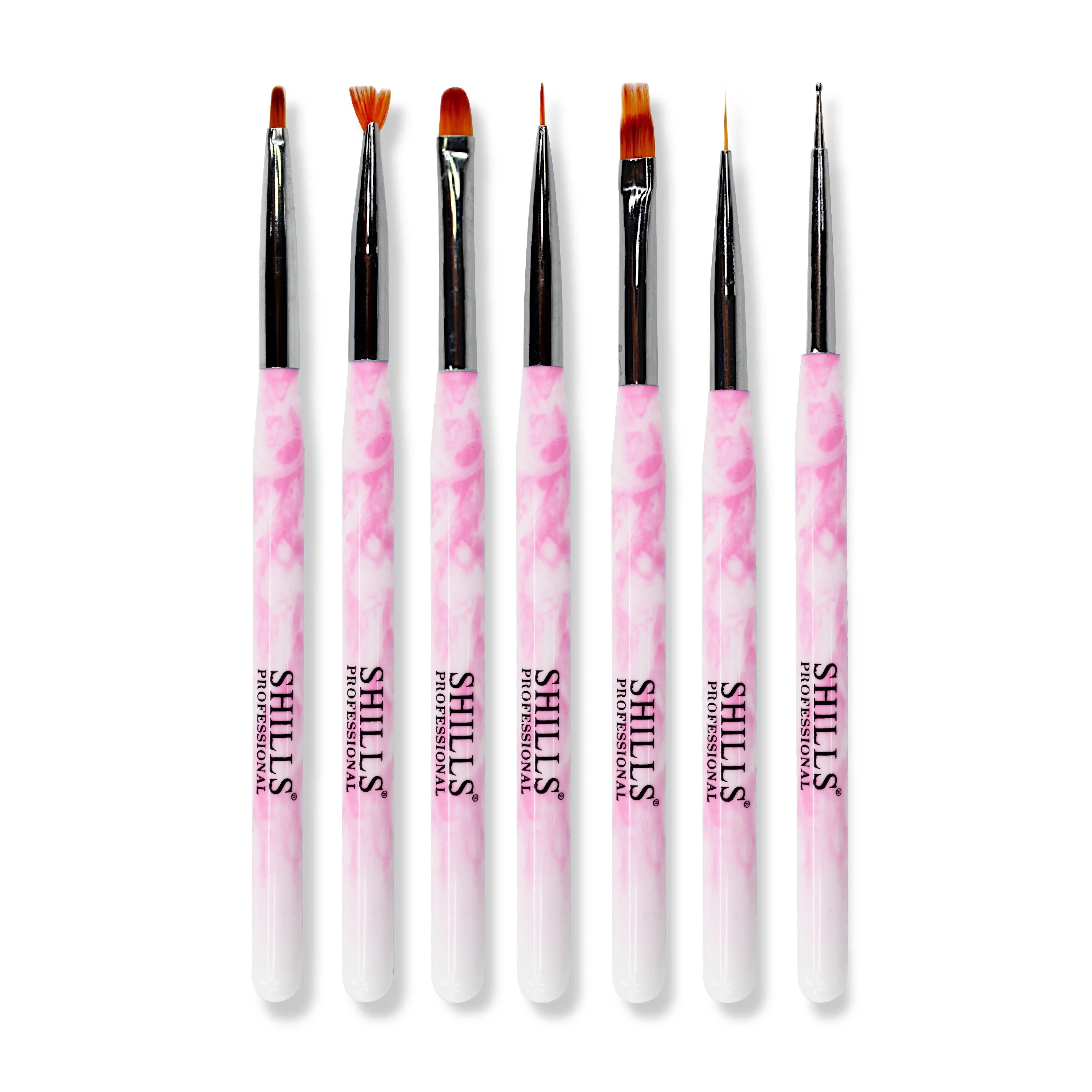 Nail Art Brush Set 7 Pcs Pink - Shills Professional