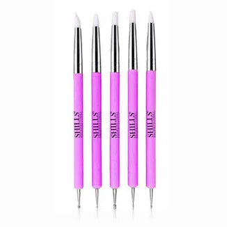 Dotting Tool White Silicone Nail Art Brush 5pcs SPN-6639 - Shills Professional