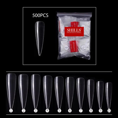 PKT 500pcs StilettoTips Clear - Shills Professional