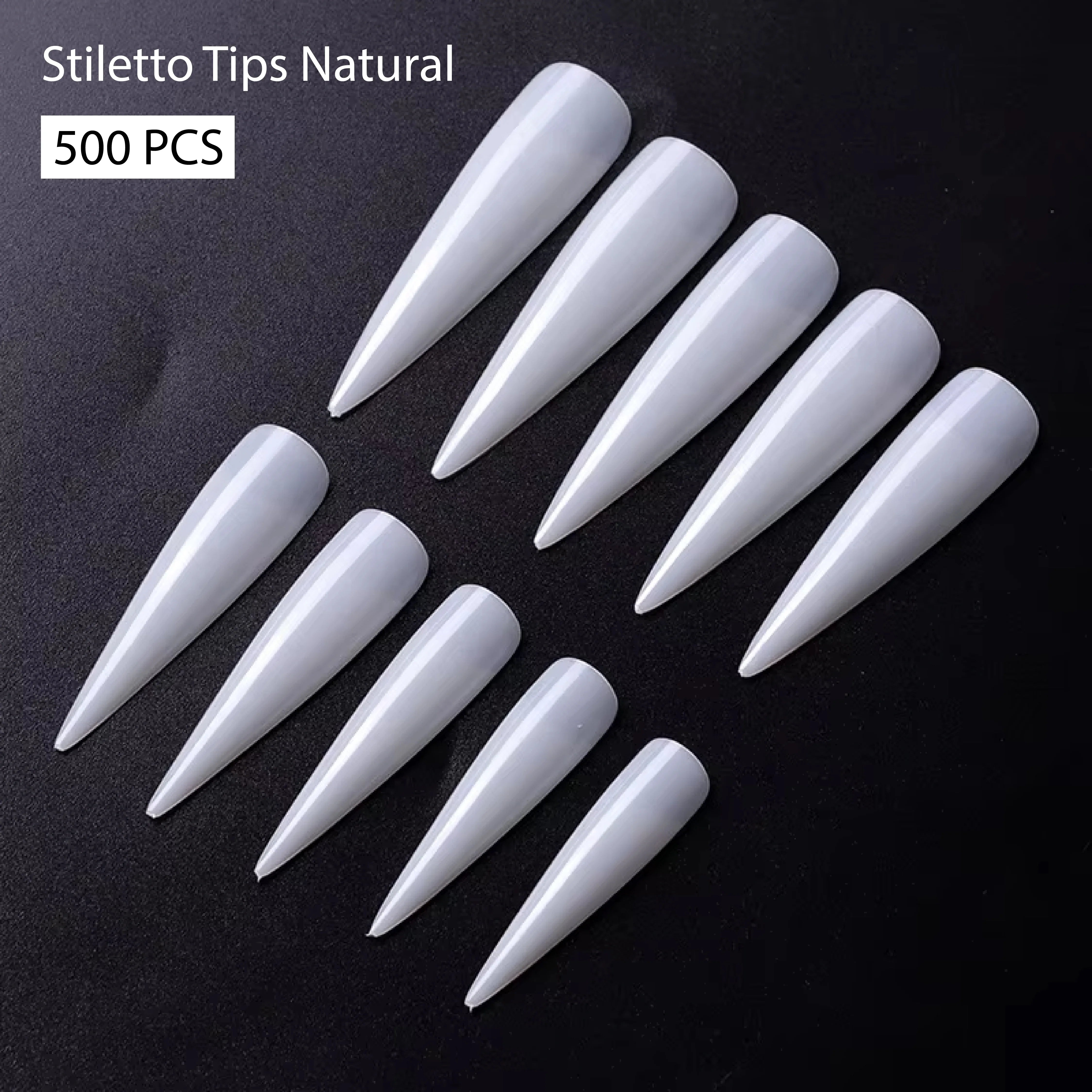 PKT 500pcs Stiletto Tips Natural - Shills Professional