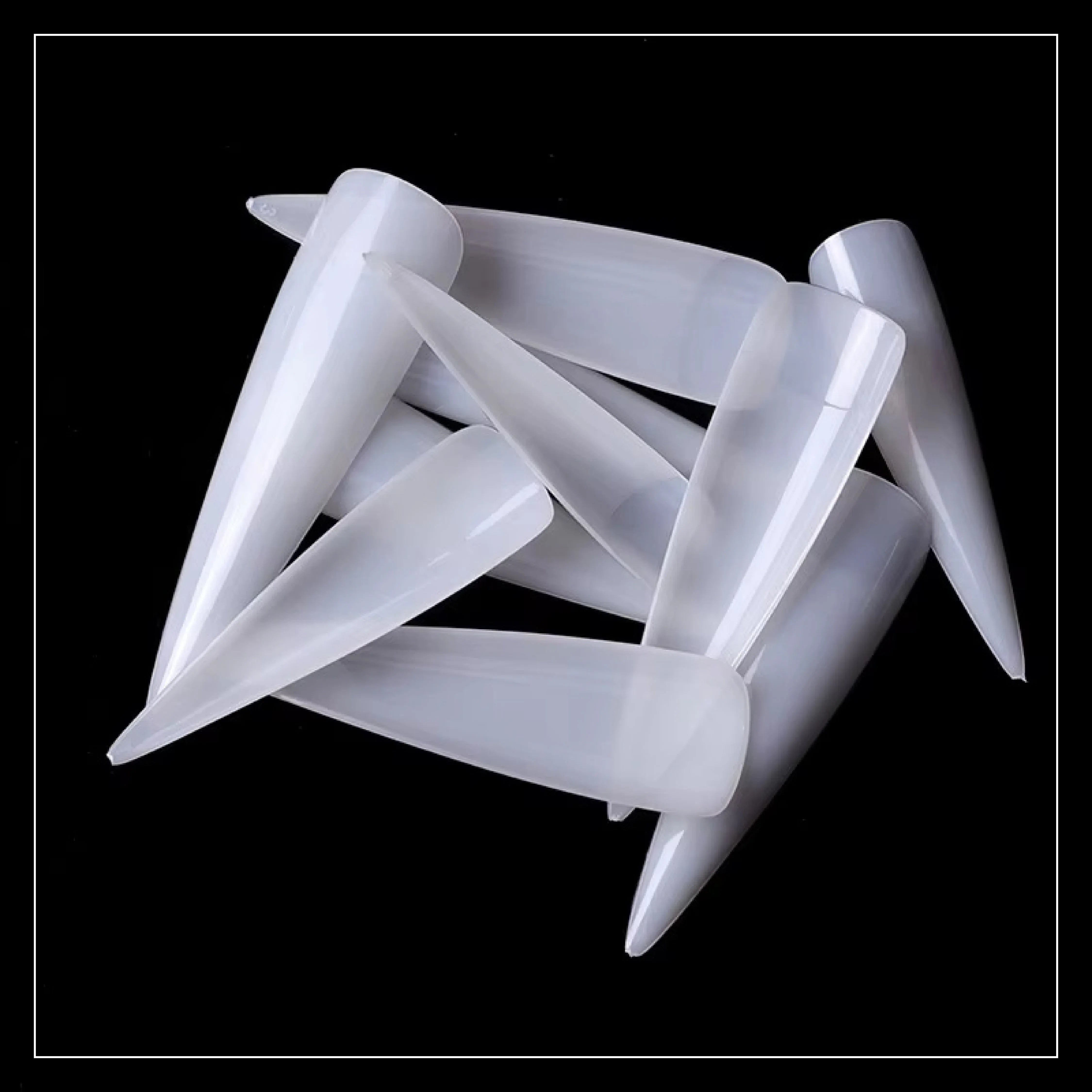 PKT 500pcs Stiletto Tips Natural - Shills Professional