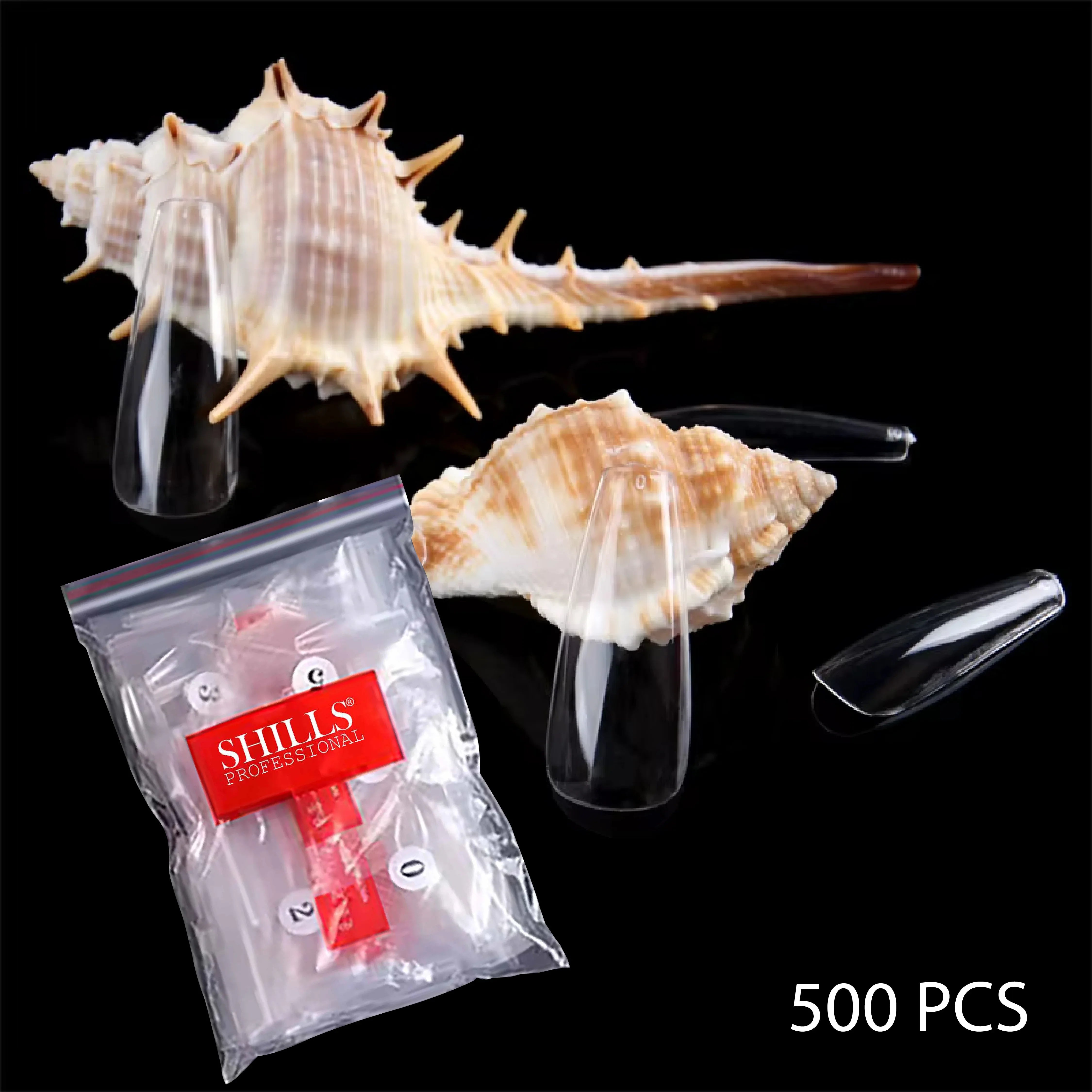 PKT 500pcs T-Shape Nail Tips Clear - Shills Professional