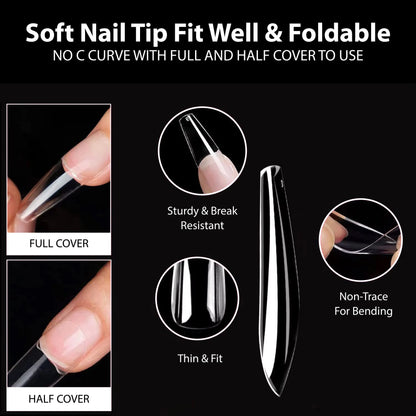 PKT 500pcs T-Shape Nail Tips Clear - Shills Professional