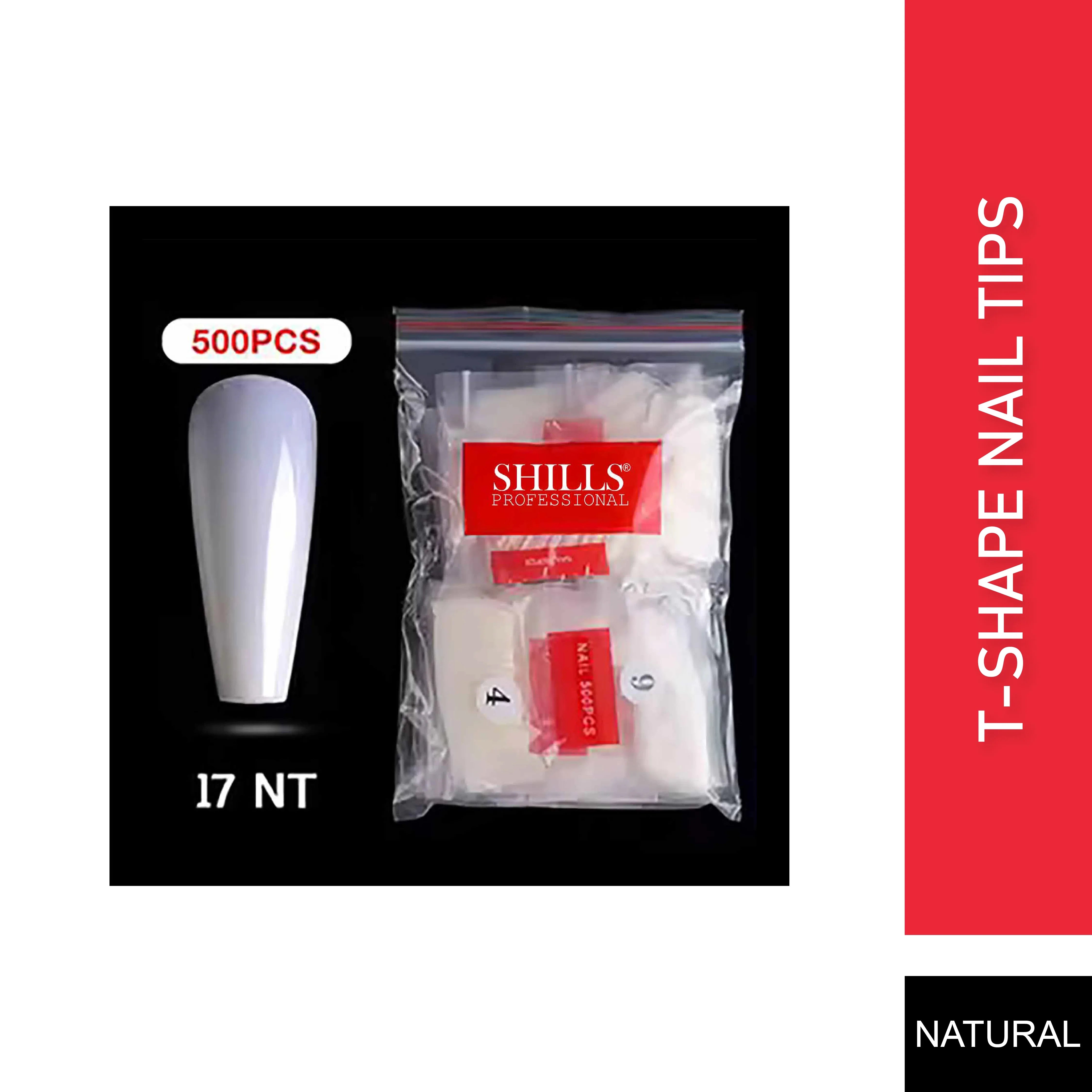PKT 500pcs T-Shape Nail Tips Natural - Shills Professional