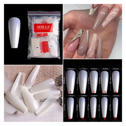 PKT 500pcs T-Shape Nail Tips Natural - Shills Professional