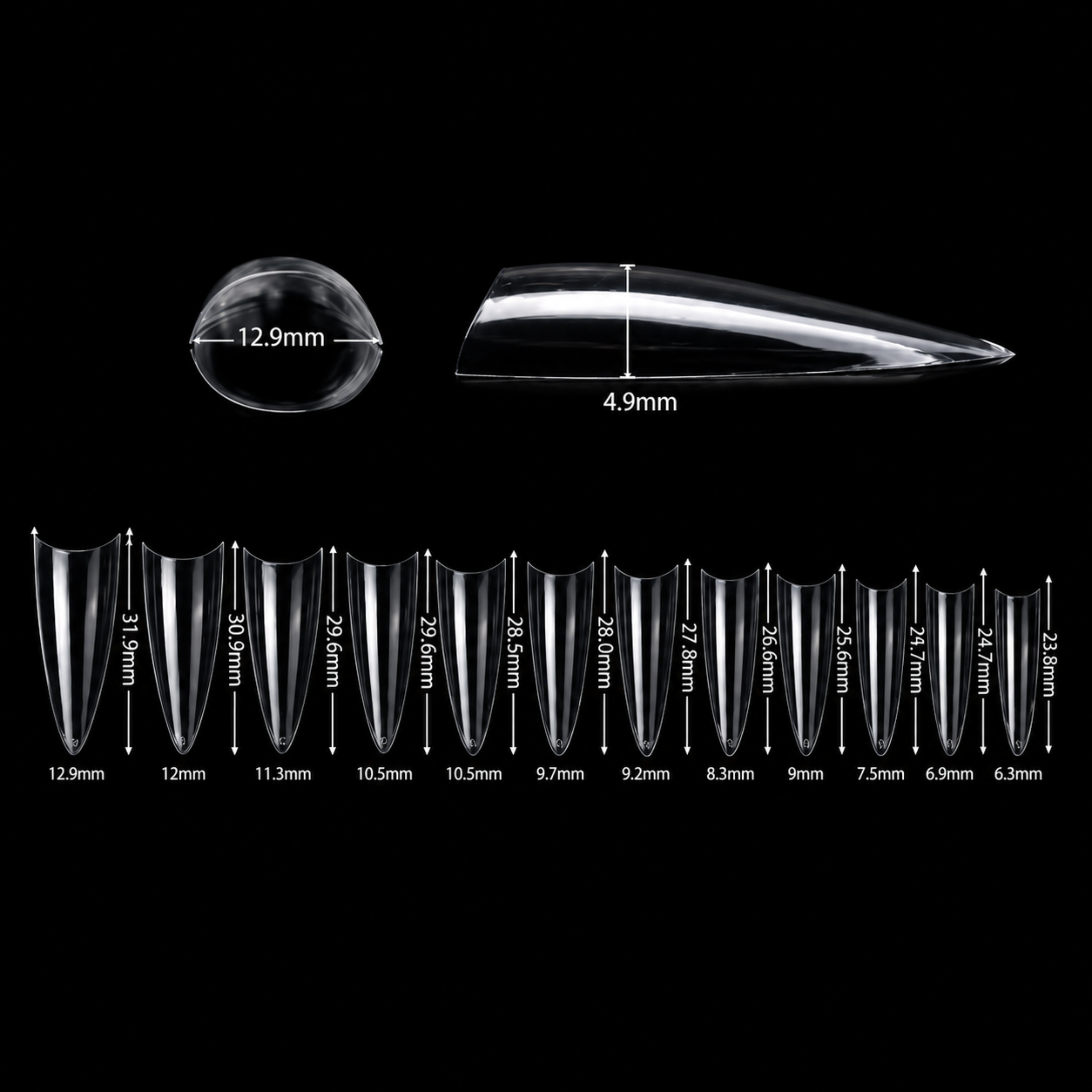 PKT 500pcs StilettoTips Clear