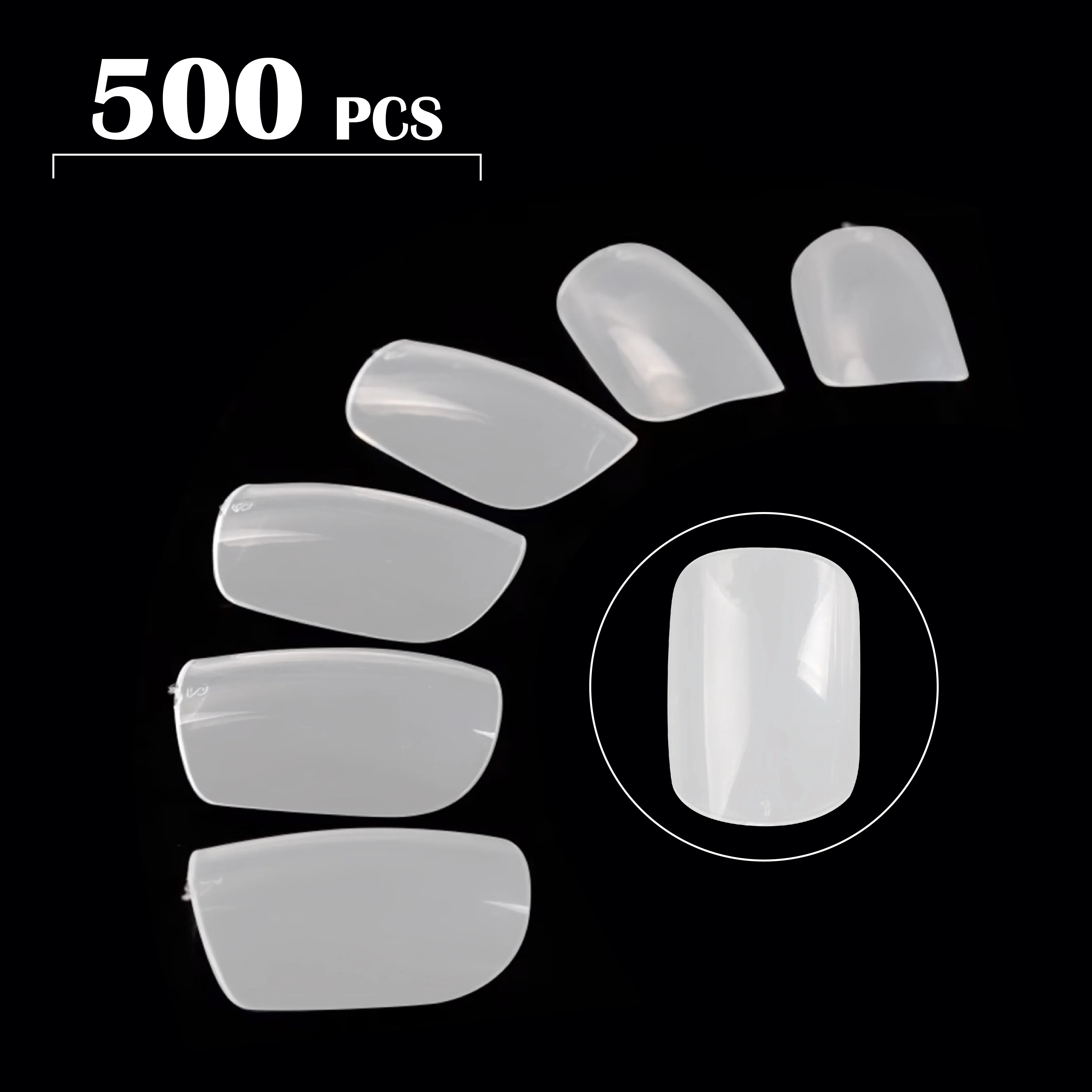 PKT 500pcs Medium Full Cover Nail Tips Natural - Shills Professional