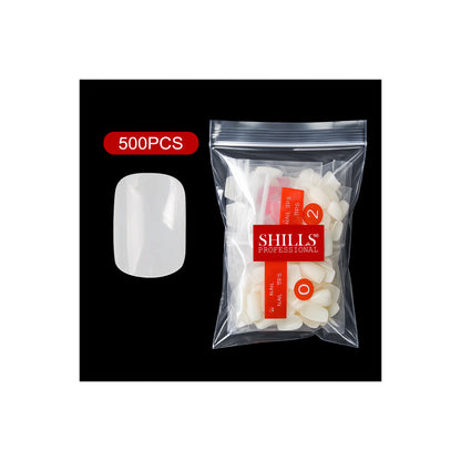 PKT 500pcs Medium Full Cover Nail Tips Natural - Shills Professional
