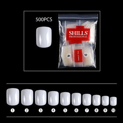 PKT 500pcs Short Full Cover Nail Tips Natural - Shills Professional
