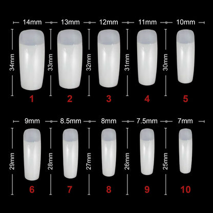 PKT 500pcs Long Half Cover Nail Tips Natural - Shills Professional