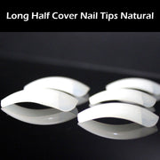 PKT 500pcs Long Half Cover Nail Tips Natural