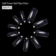 PKT 500pcs Half Cover Nail Tips Clear