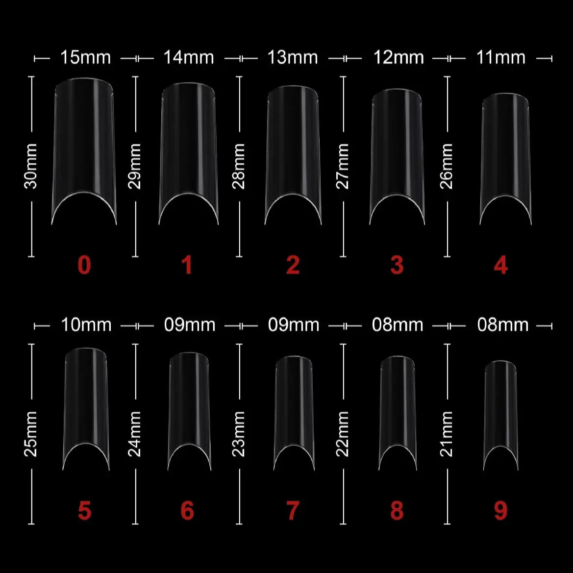 PKT 500pcs French Full Cover Nail Tips Clear - Shills Professional