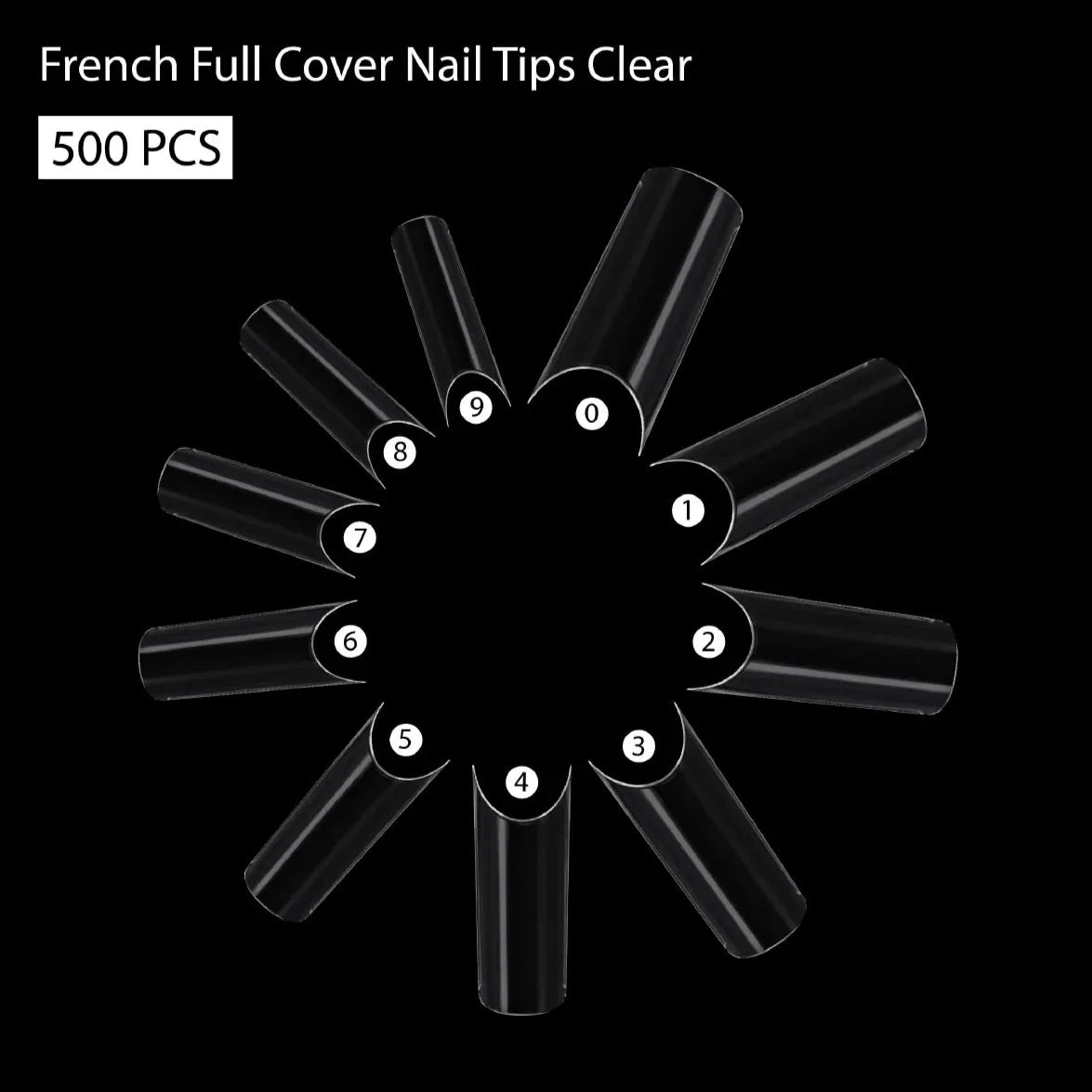 PKT 500pcs French Full Cover Nail Tips Clear - Shills Professional
