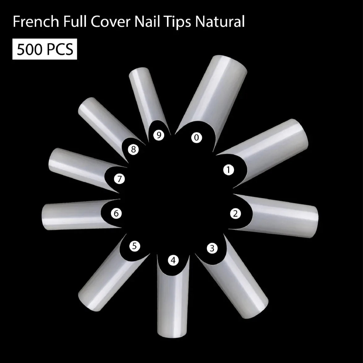 PKT 500pcs French Full Cover Nail Tips Natural - Shills Professional