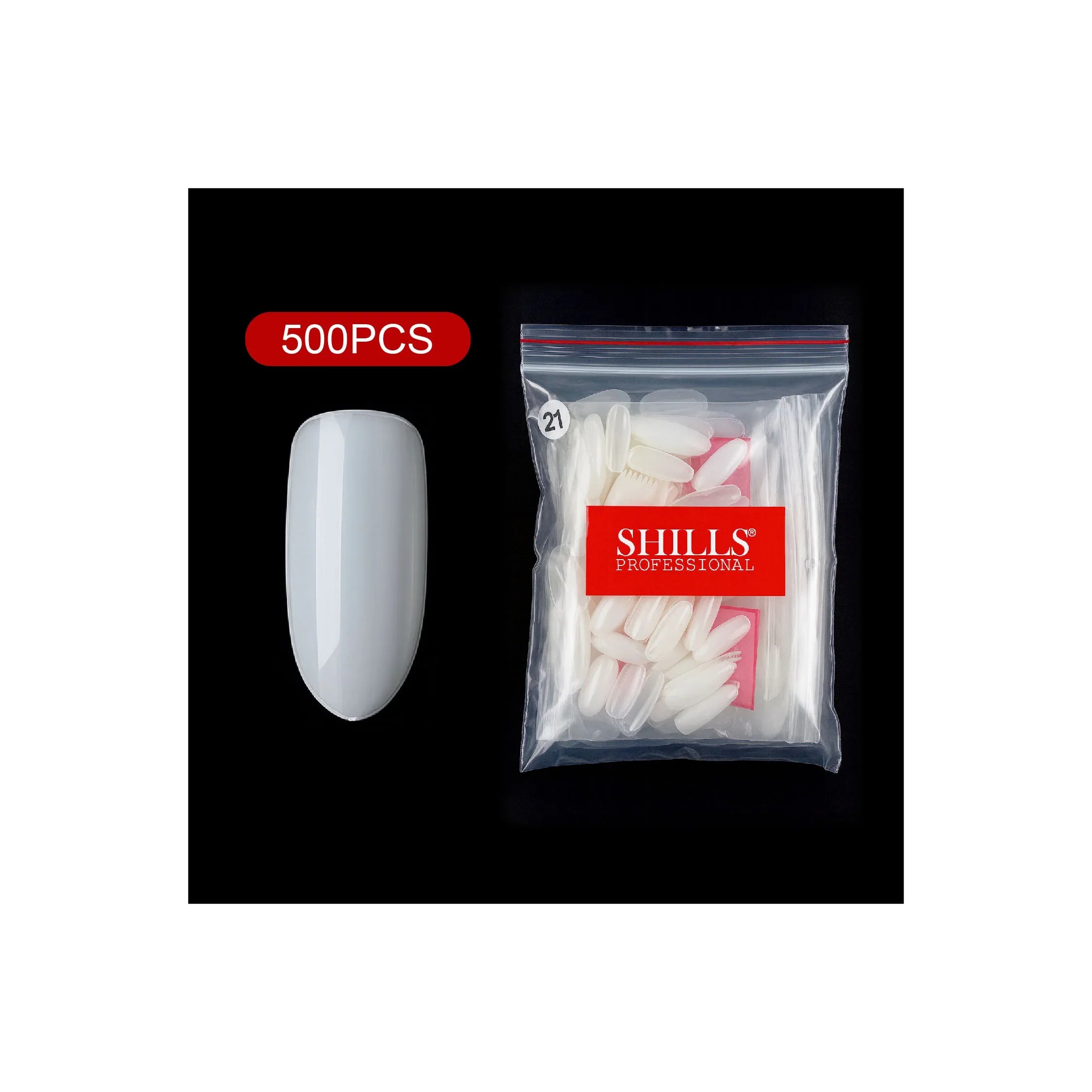 PKT 500pcs Oval Shape Nail Tips Natural - Shills Professional